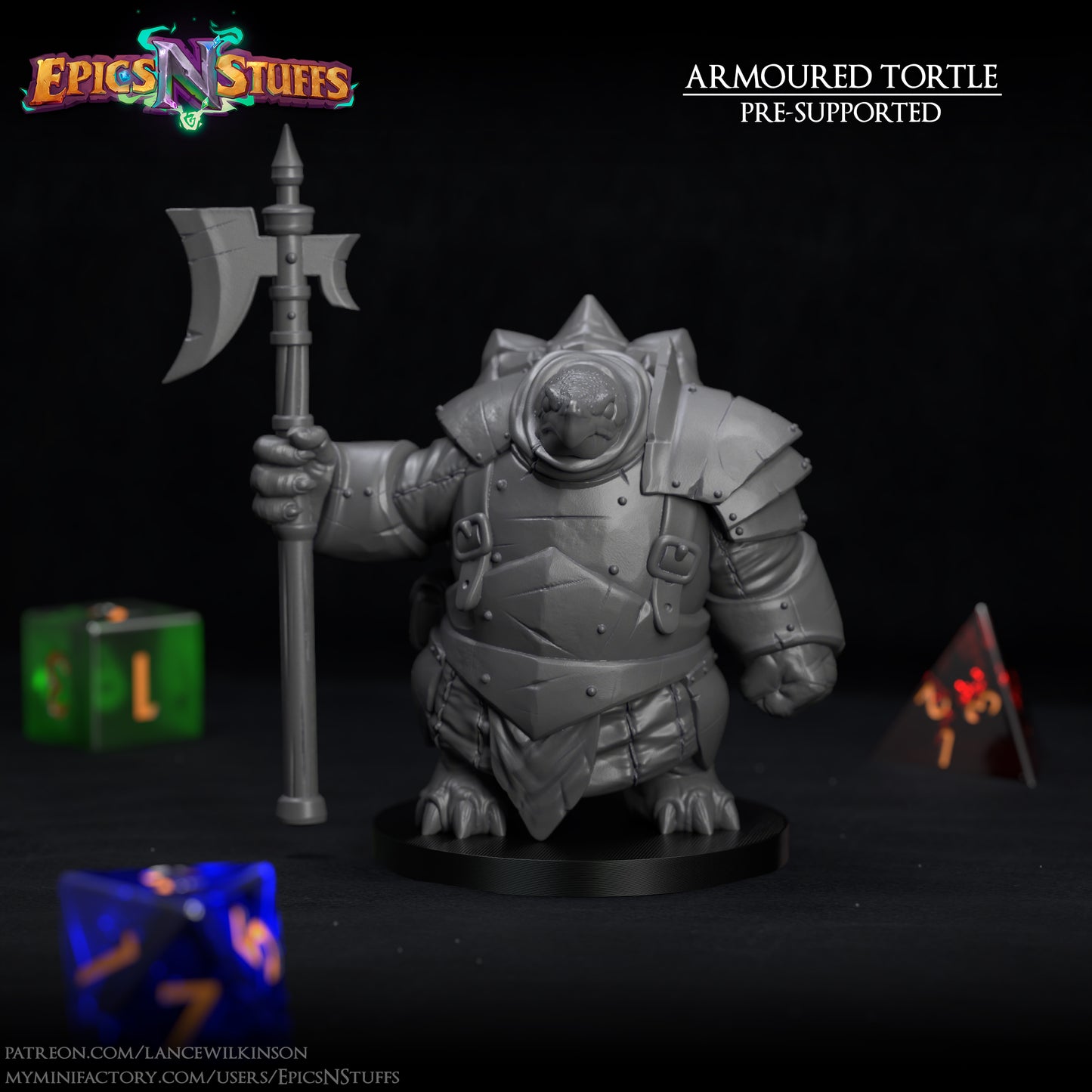 Tortle Armoured, 3D Printed Resin Miniature