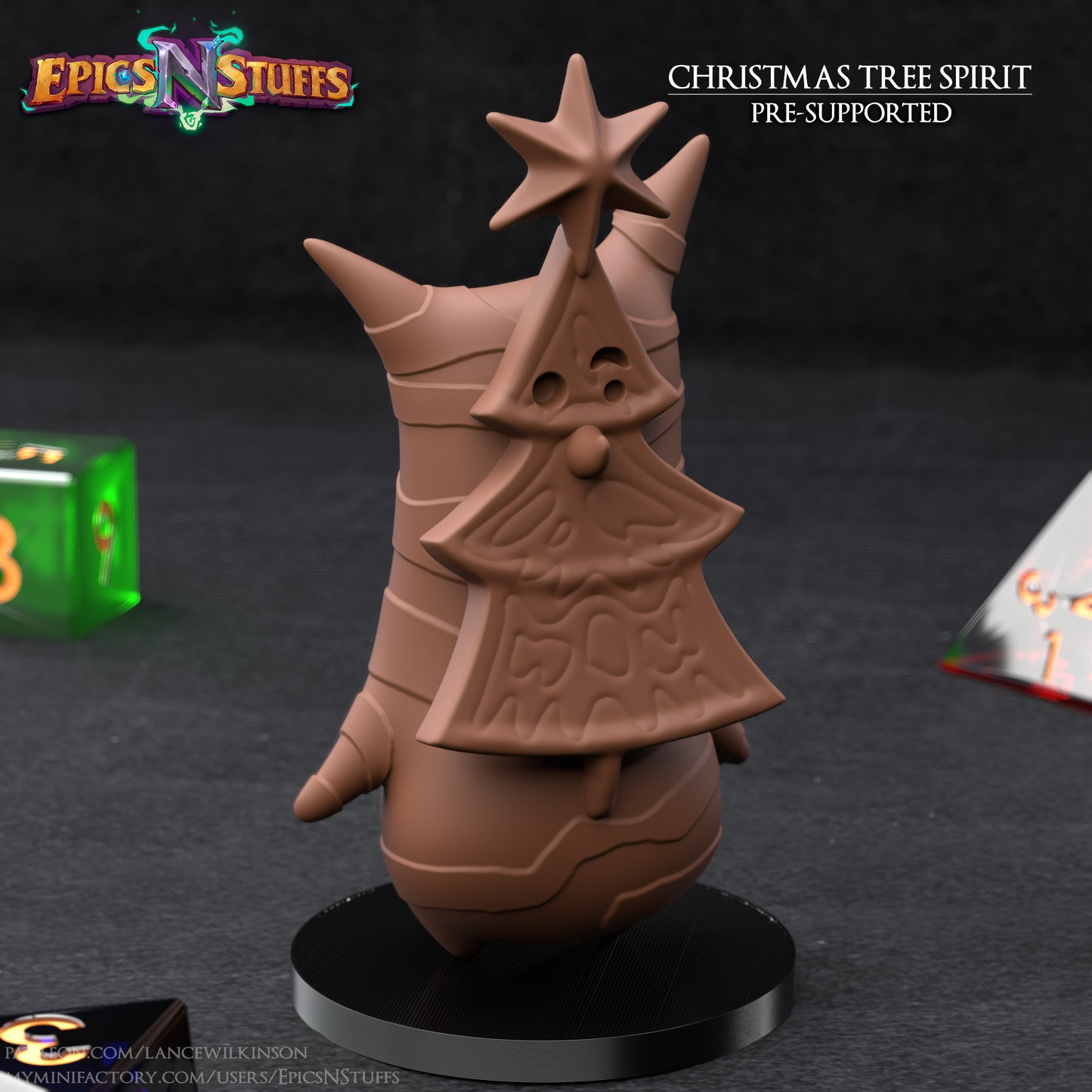 Christmas Tree Spirit, 3D Printed Resin Miniature