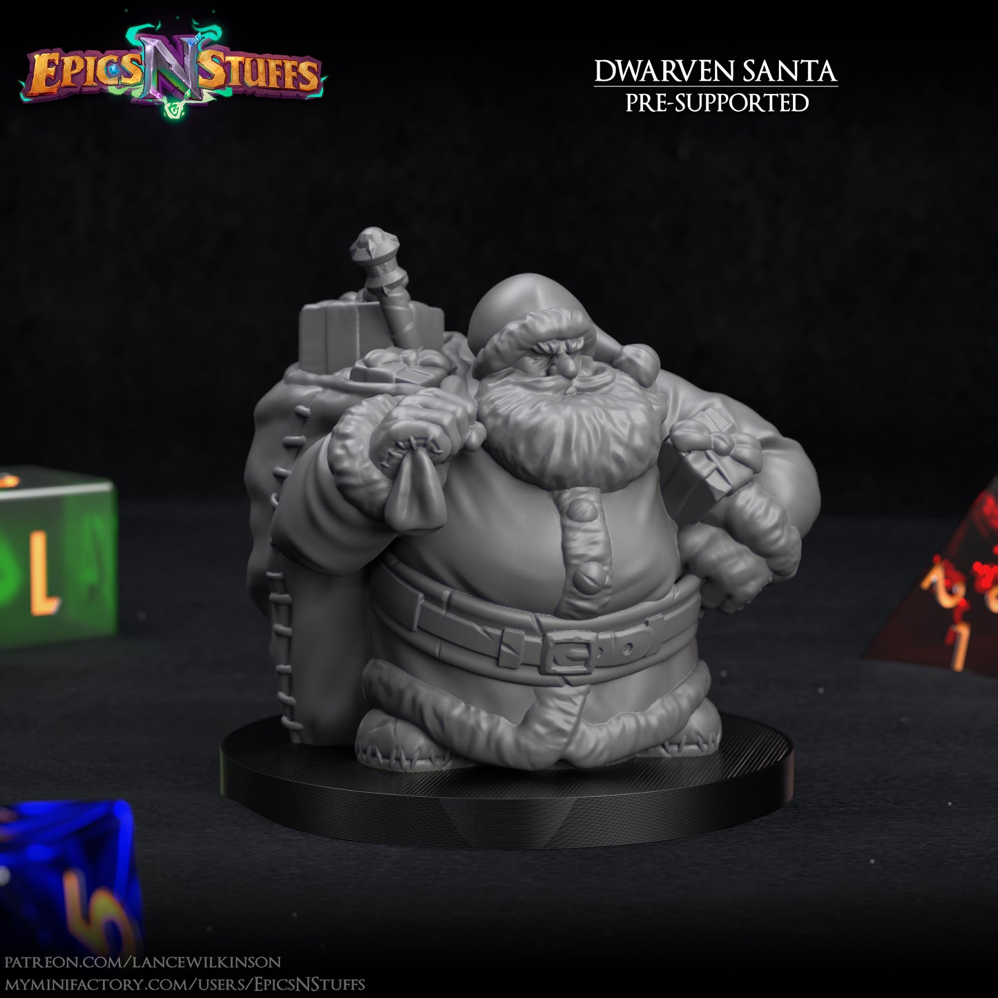 Dwarven Santa, 3D Printed Resin Miniature