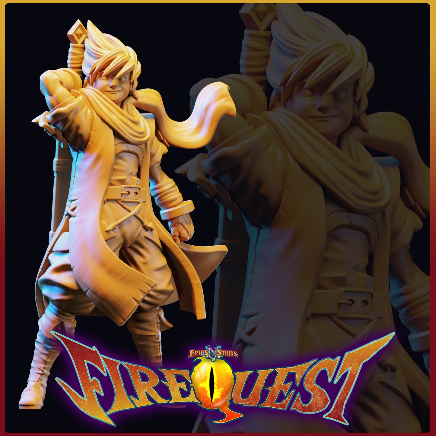 The Hero, Fire Quest Miniature - Pre-Supported - Digital Download
