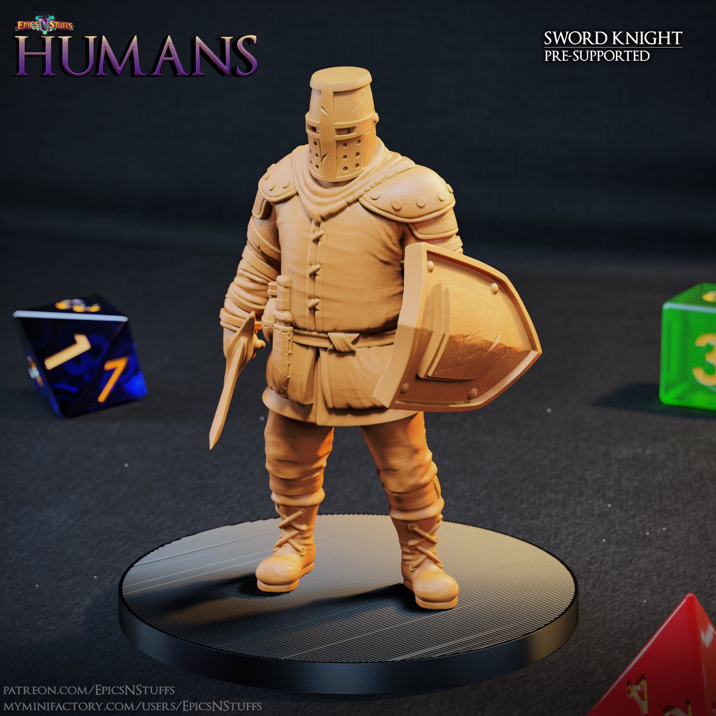 Sword Knight 1B Human, 3D Printed Resin Miniature