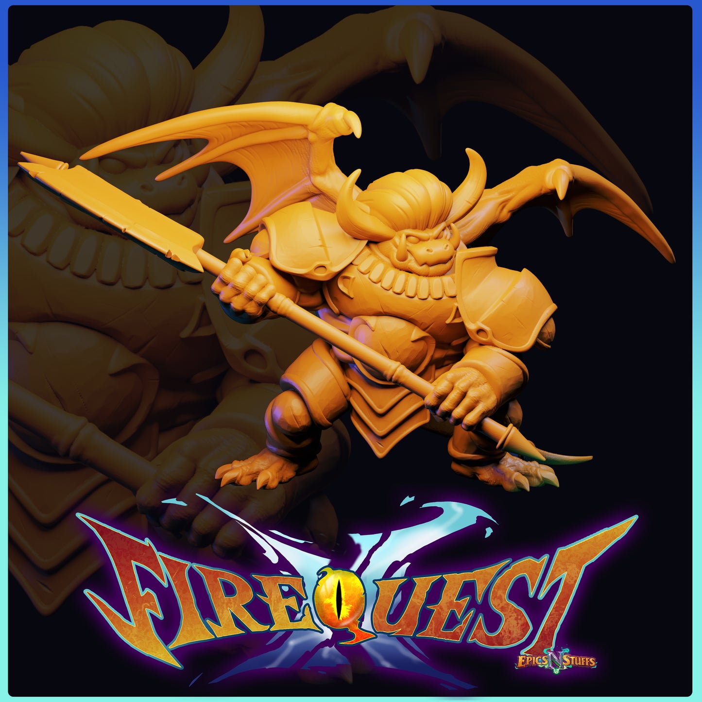 Mikba, Demon Form, Breath of Fire III, 3D Printed Resin Miniature