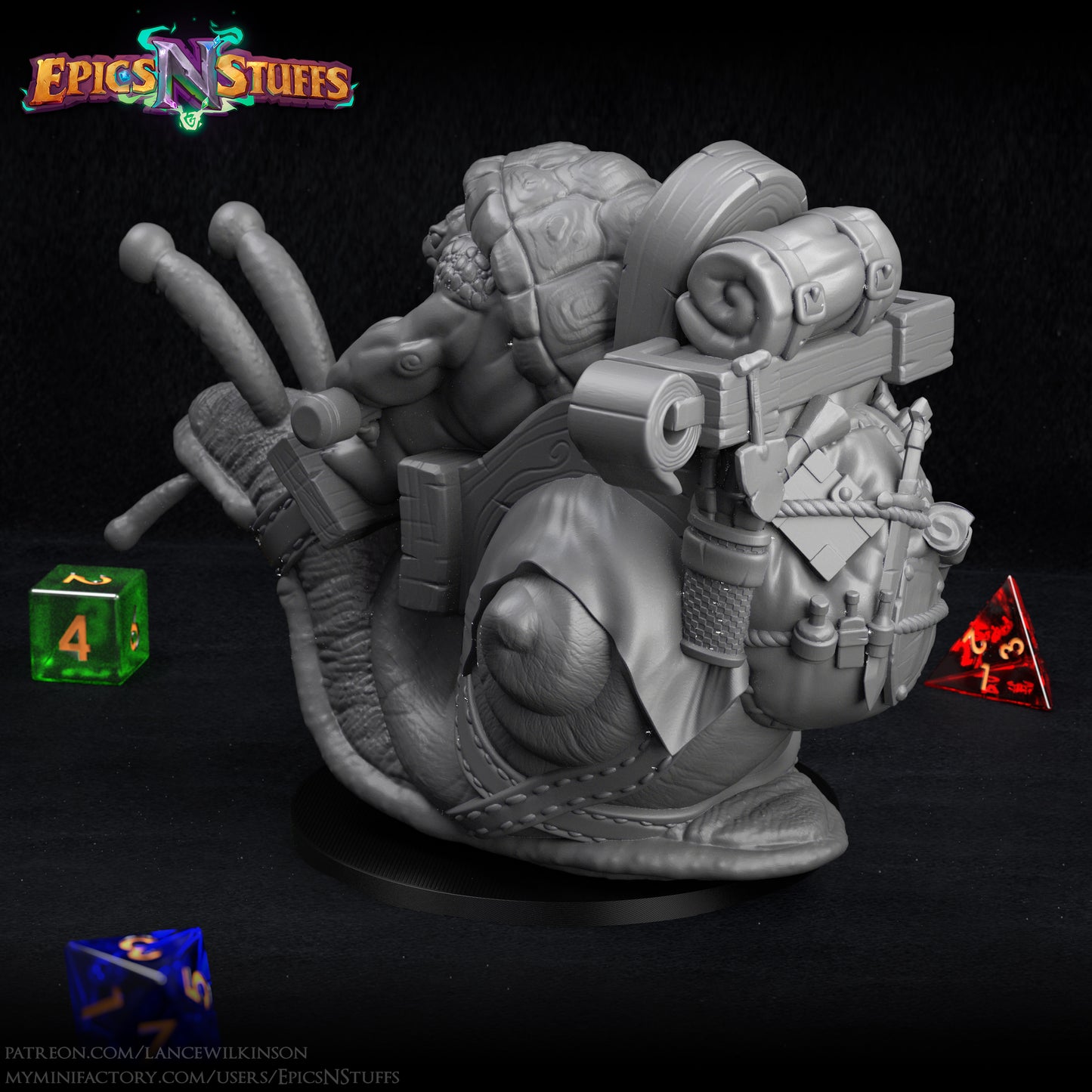 Mounted Tortle, 3D Printed Resin Miniature