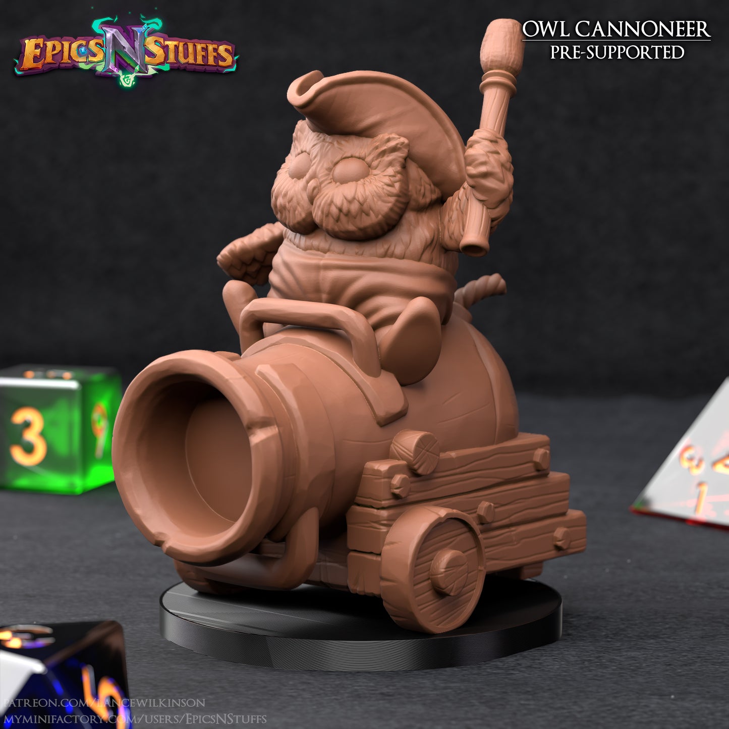 Owlkin Cannoneer, 3D Printed Miniature