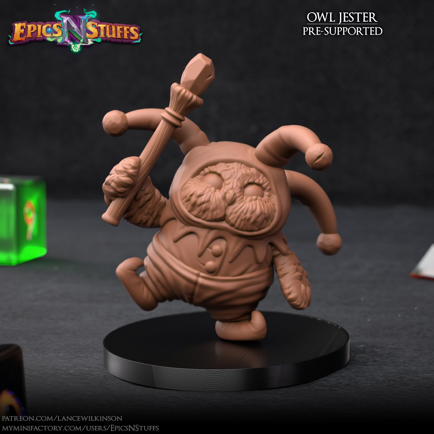Owlkin Jester, 3D Printed Miniature