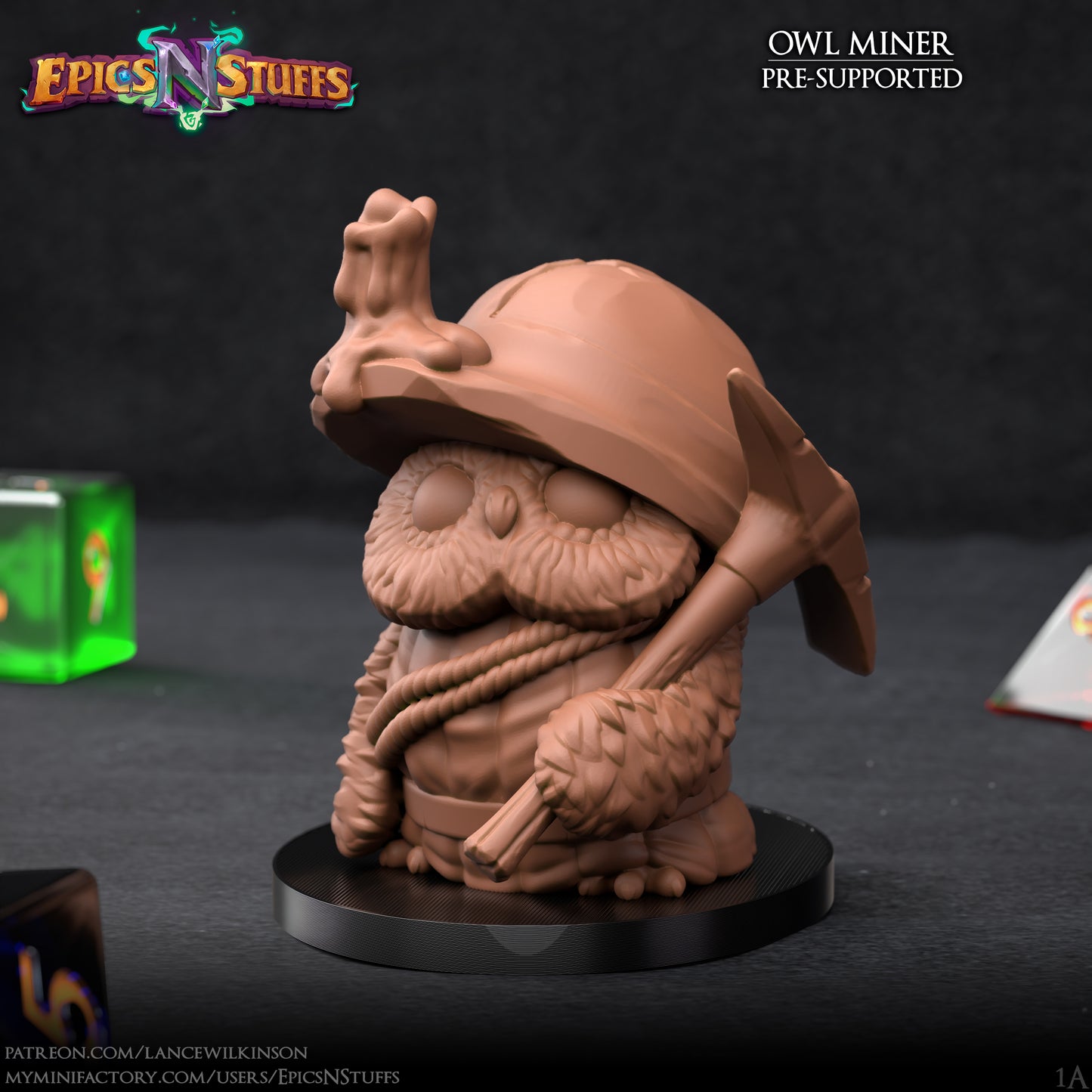 Owlkin Miner 1A, 3D Printed Miniature