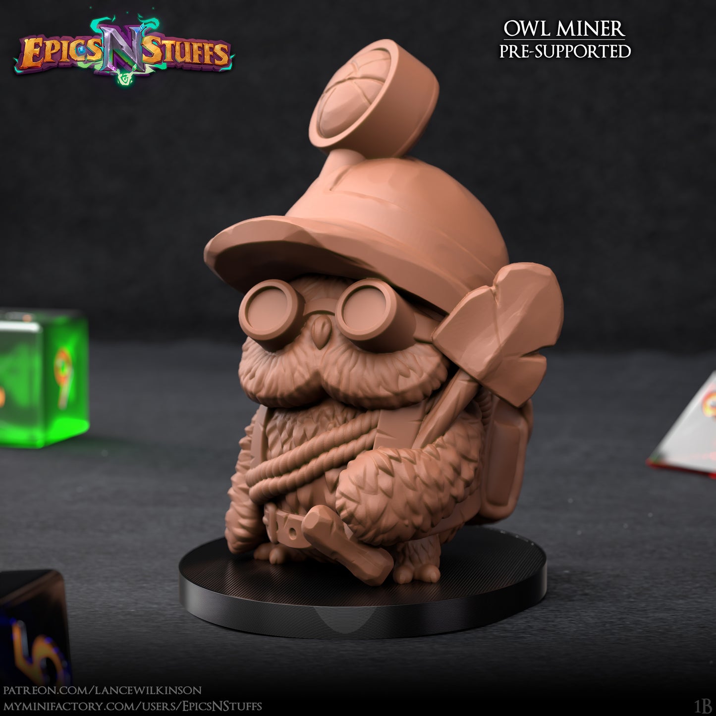 Owlkin Miner 1B, 3D Printed Miniature