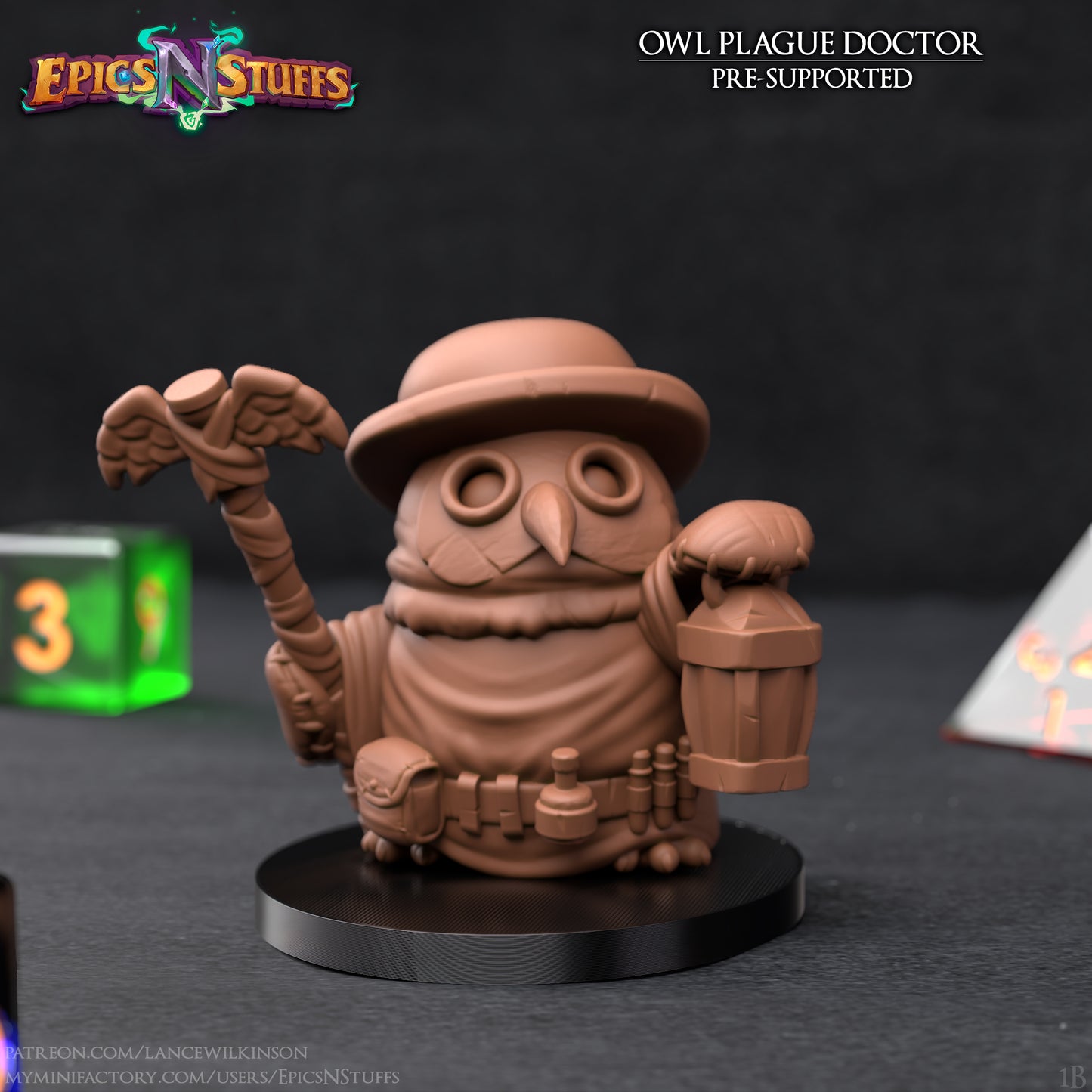 Owlkin Plague Doctor, 3D Printed Miniature
