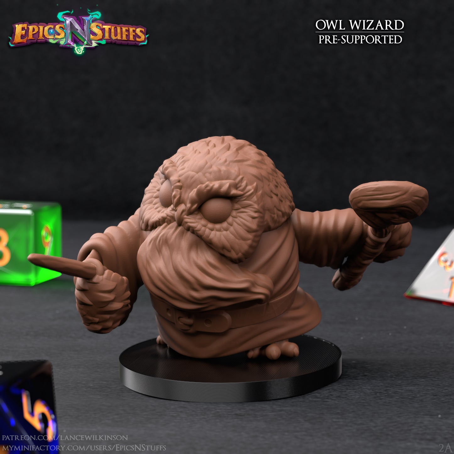Owlkin Wizard 2A, 3D Printed Miniature