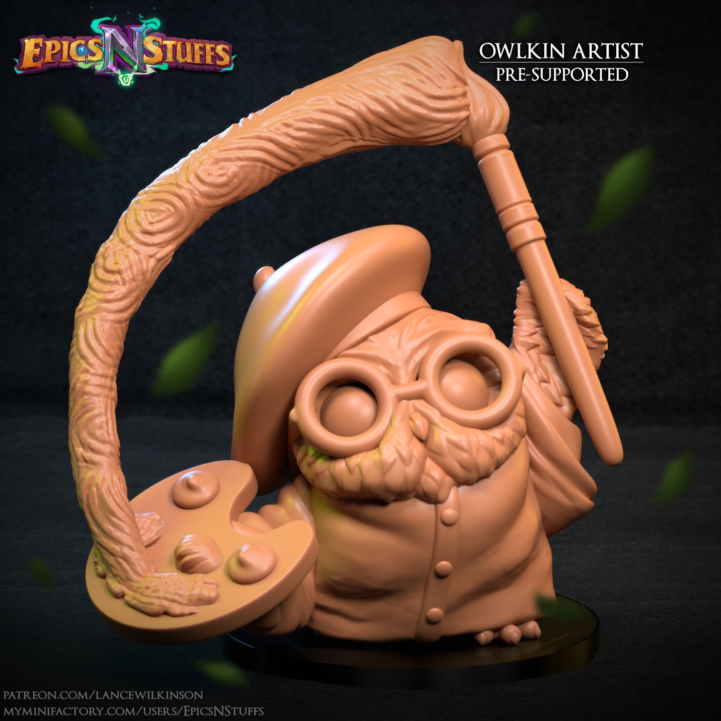 Owlkin Artist, 3D Printed Miniature