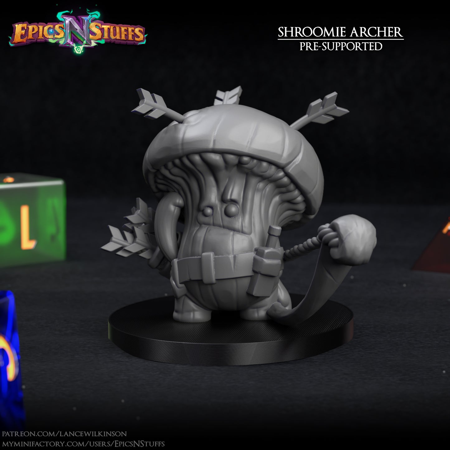 Shroomie Archer, 3D Printed Resin Miniature