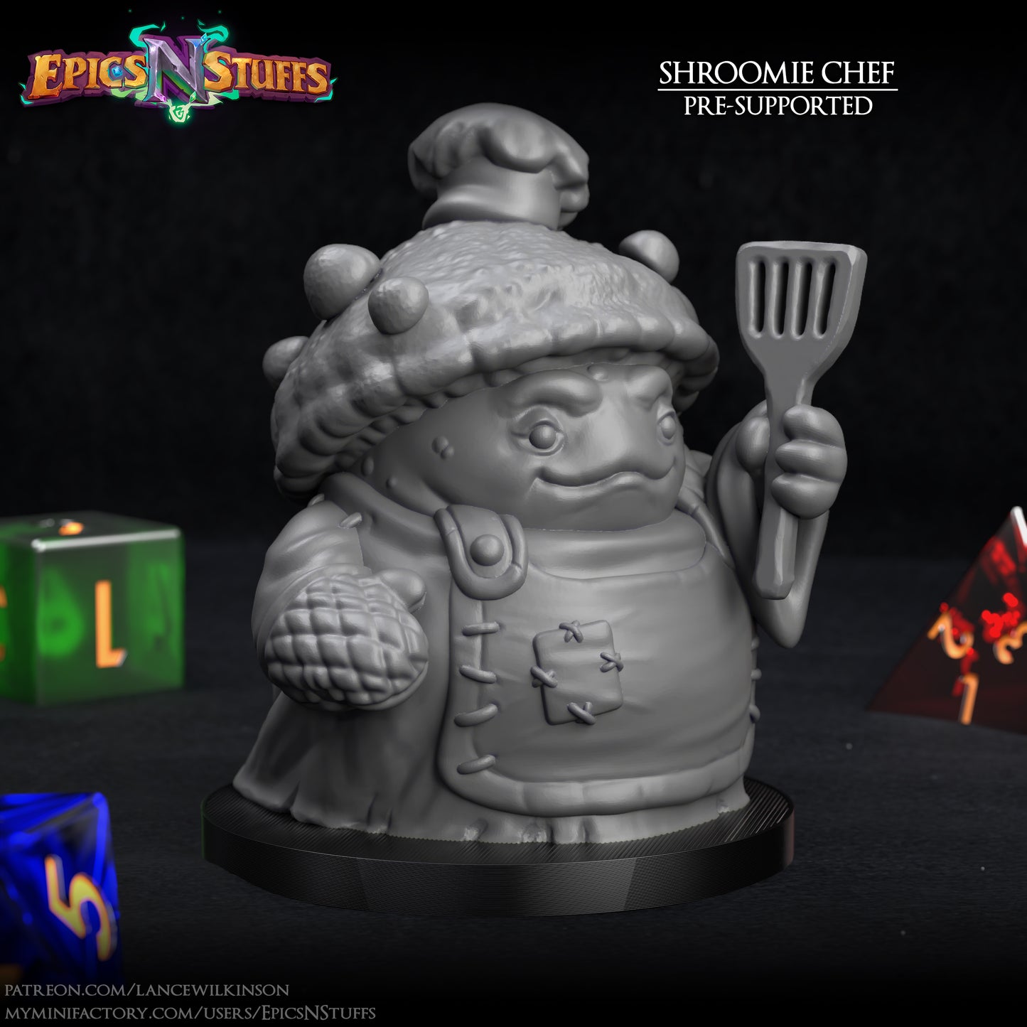 Shroomie Chef, 3D Printed Resin Miniature