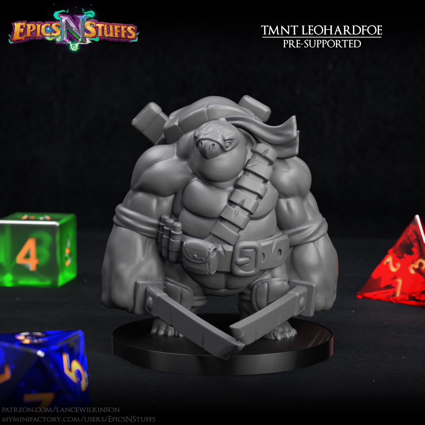 Tortle TMNT Leohardfoe, 3D Printed Resin Miniature
