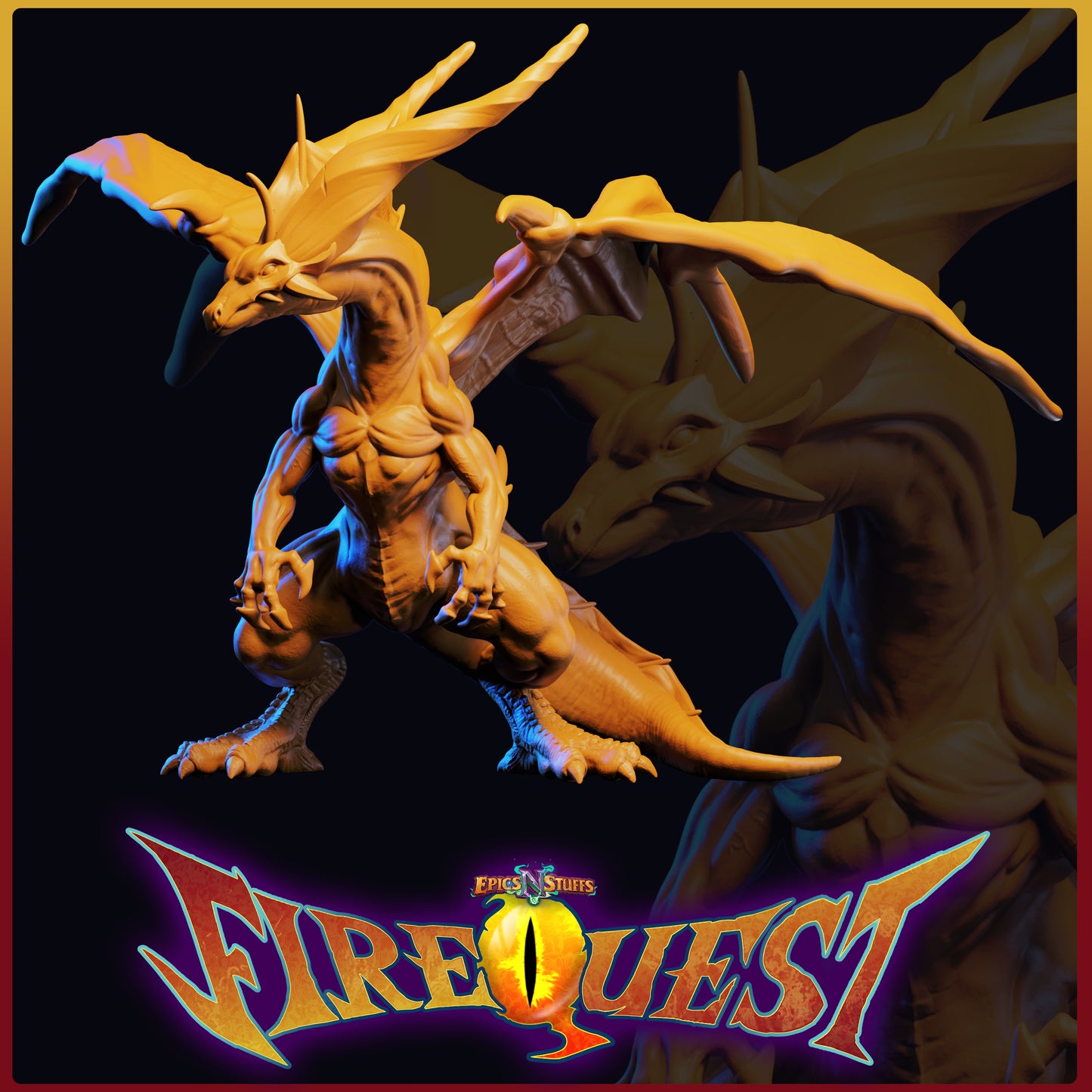 Trygon, Breath of Fire, 3D Printed Resin Miniature