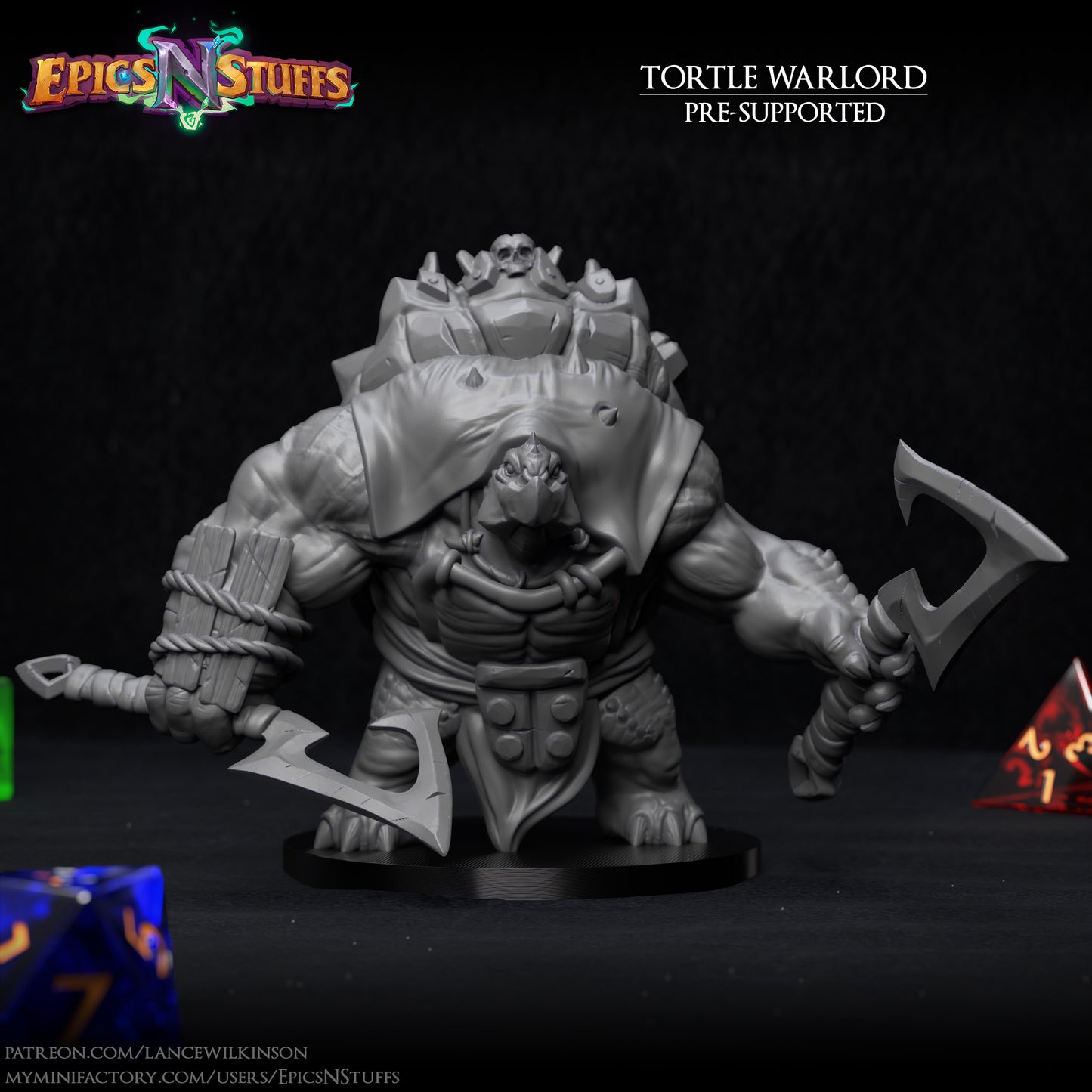 Tortle Warlord, 3D Printed Resin Miniature