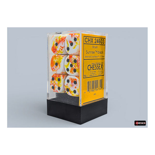 Chessex - Brush 16mm D6 Dice Block - Sunrise/Black
