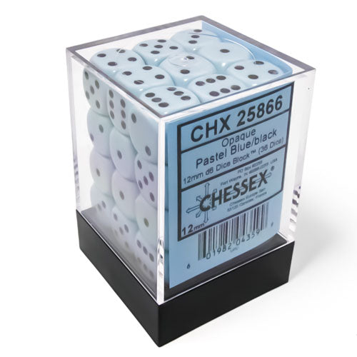 Chessex - Opaque Pastel 12mm D6 Dice Block - Blue/Black