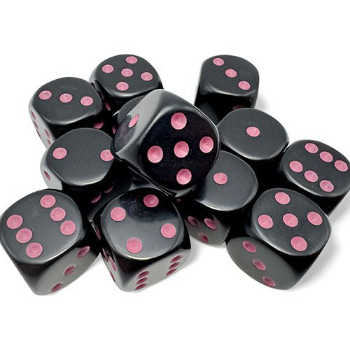 Chessex - Opaque 16mm D6 Dice Block - Black/Pink