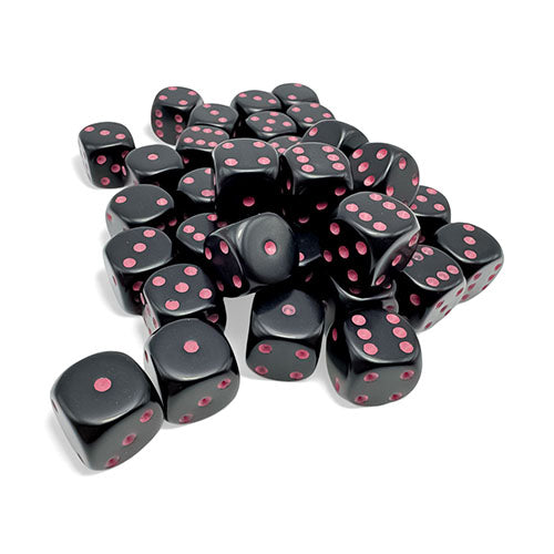 Chessex - Opaque 12mm D6 Dice Block - Black/Pink