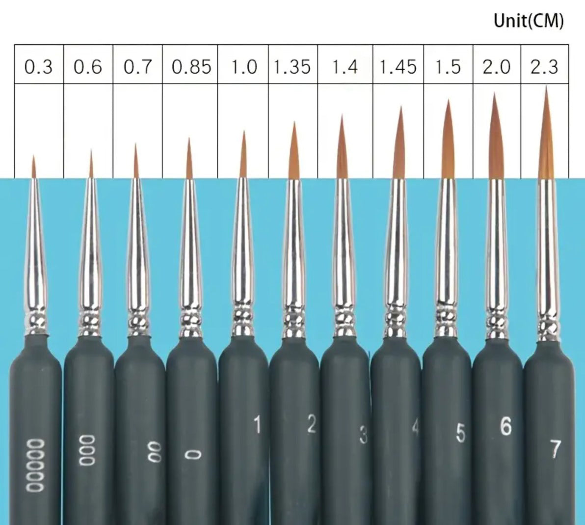 EnS - 11 piece Miniature Synthetic Brush Set - Brushes Only
