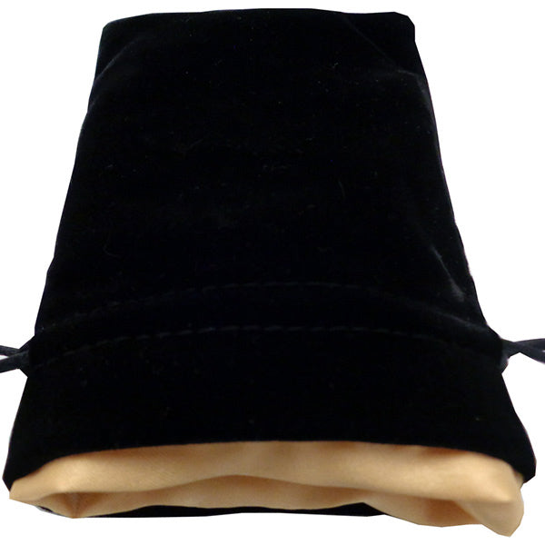 Fanroll - Small Velvet Dice Bag - Black w/ Gold Satin