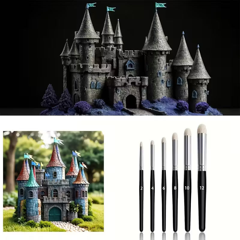 EnS - 6 piece Miniature Synthetic Dry Brush Set - Brushes Only