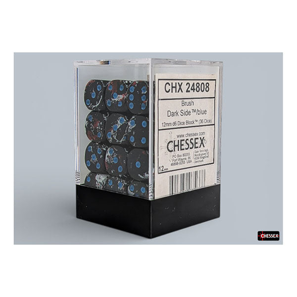 Chessex - Brush 12mm D6 Dice Block - Dark Side/Blue