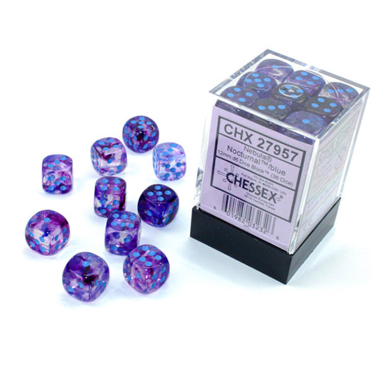 Chessex - Nebula 12mm D6 Dice Block - Luminary Nocturnal Blue Dice Block