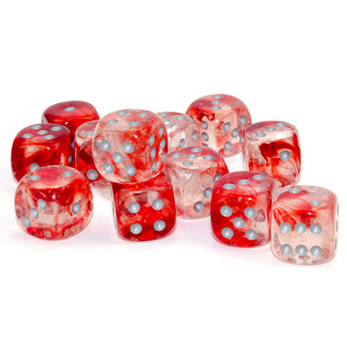 Chessex - Nebula 16mm D6 Dice Block - Red w/ Silver