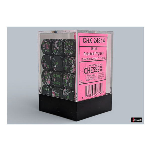 Chessex - Brush 12mm D6 Dice Block - Paintball/Green