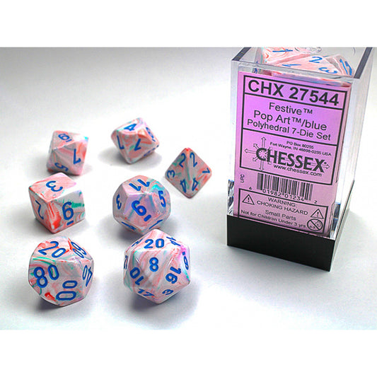 Chessex - Festive Polyhedral 7 Dice Set - Pop Art Blue