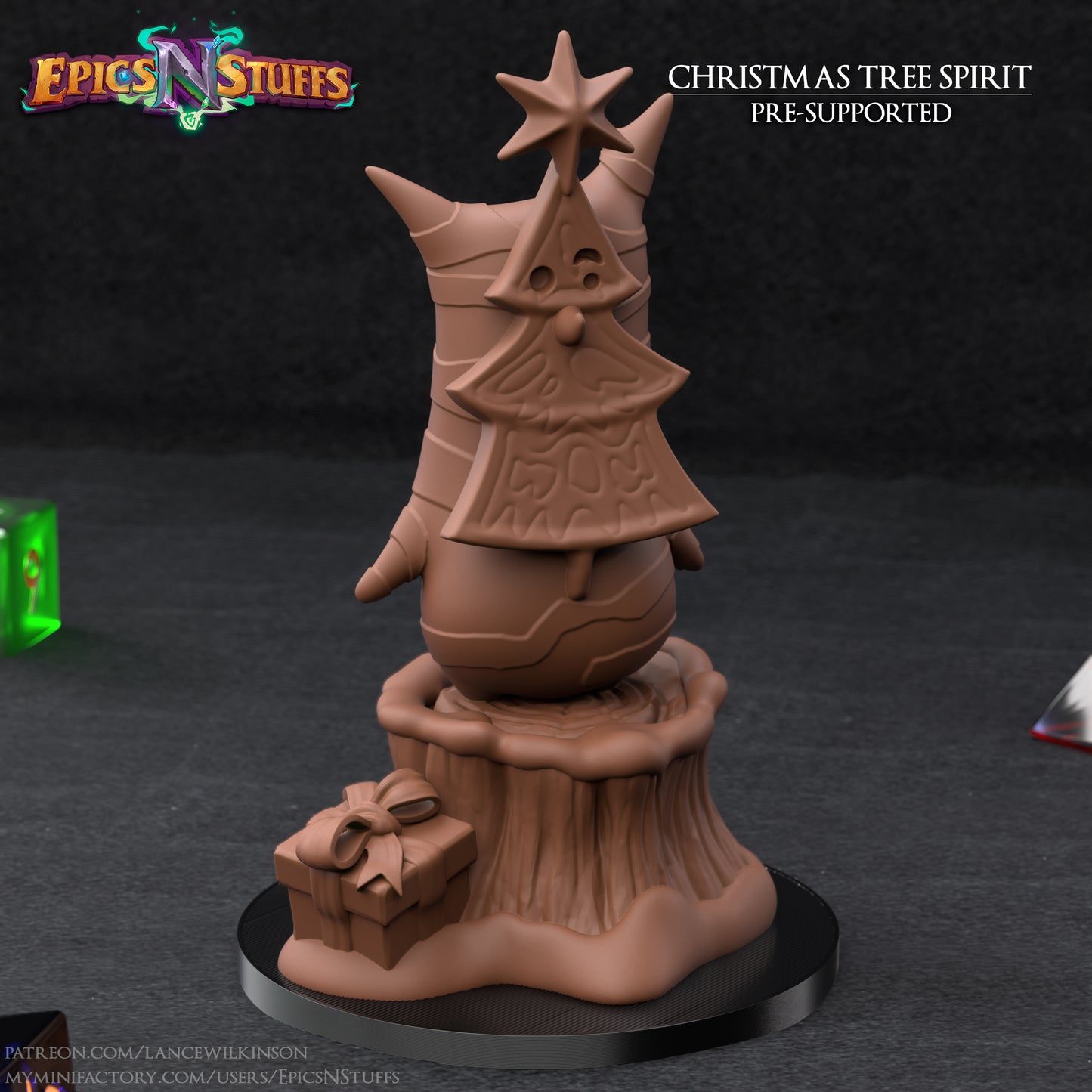 Christmas Tree Spirit, 3D Printed Resin Miniature