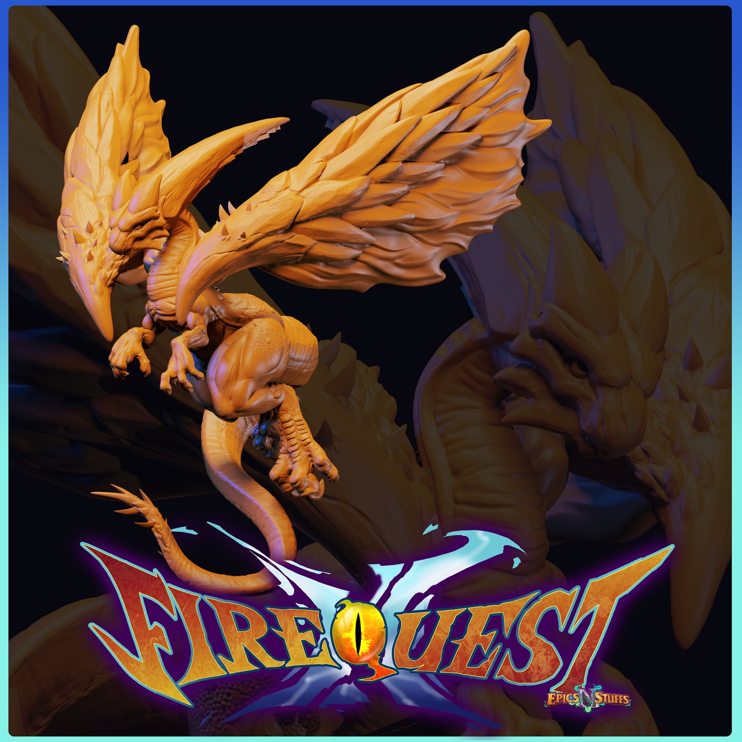 Kaiser Dragon, Breath of Fire III, 3D Printed Resin Miniature