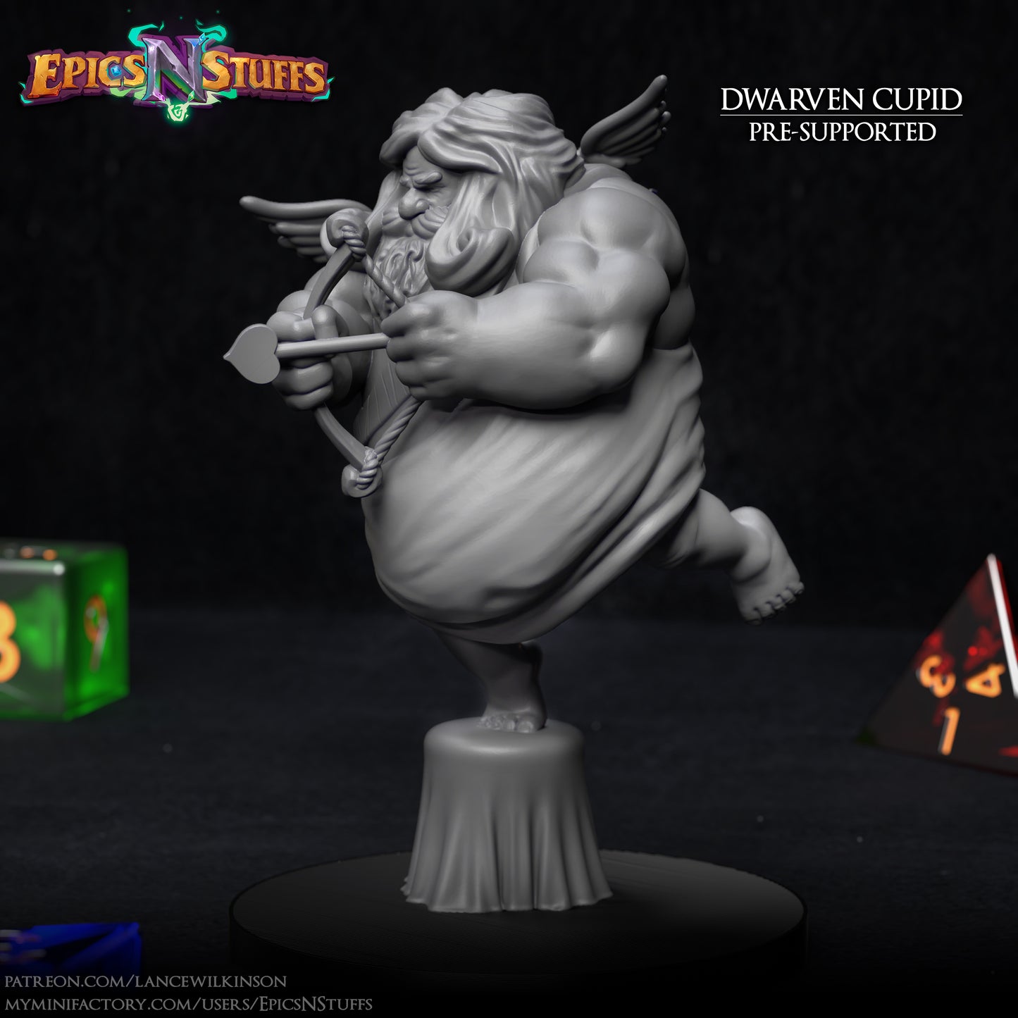 Dwarven Cupid Merchant, 3D Printed Resin Miniature