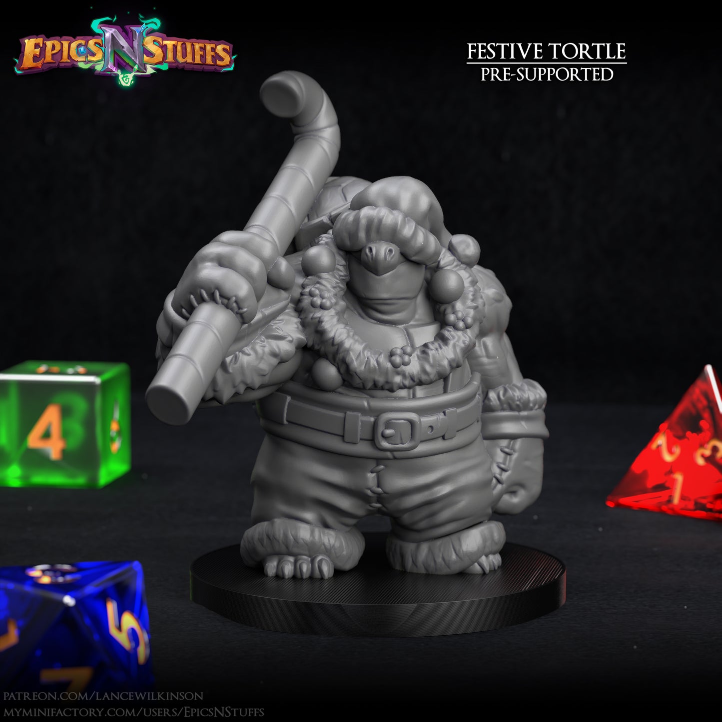 Festive Tortle, 3D Printed Resin Miniature