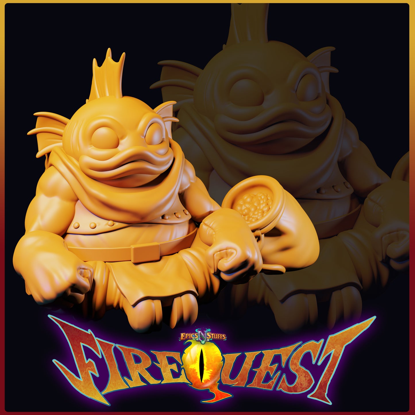 Fishman, Breath of Fire III, 3D Printed Resin Miniature