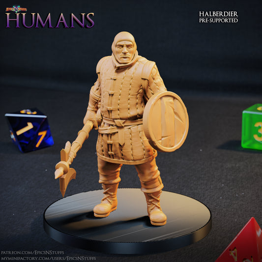 Halberdier 1B Human, 3D Printed Resin Miniature