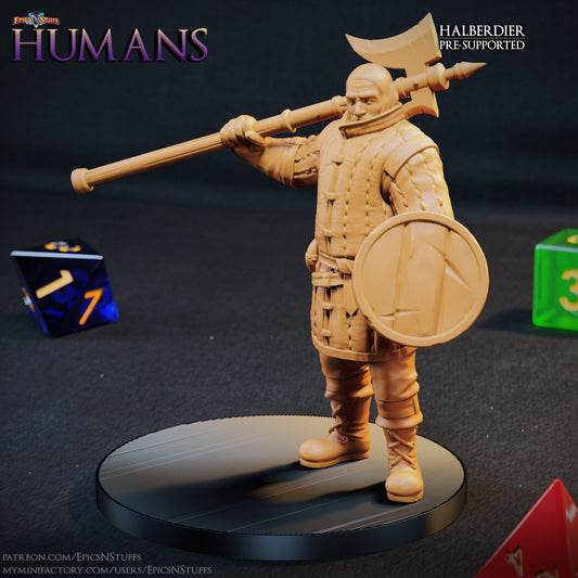Halberdier 1C Human, 3D Printed Resin Miniature