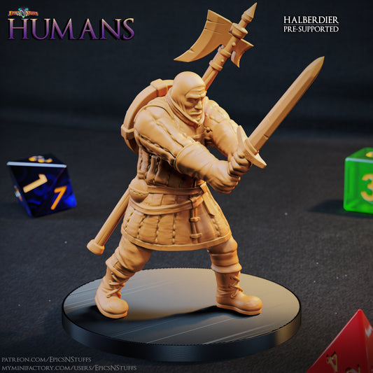 Halberdier 1D Human, 3D Printed Resin Miniature