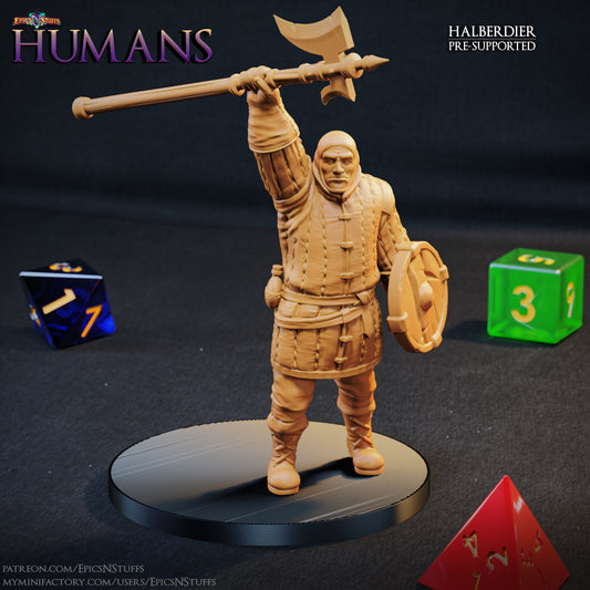 Halberdier 1E Human, 3D Printed Resin Miniature