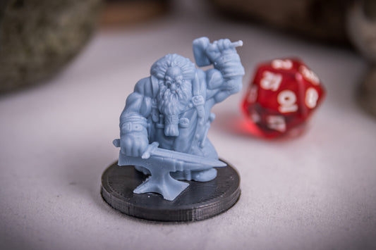 Dwarven Blacksmith, 3D Printed Resin Miniature