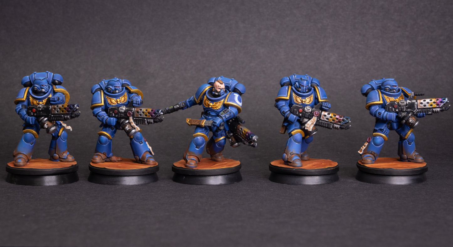 Infernus Marines ×5. Warhammer 40k, Painted Miniatures