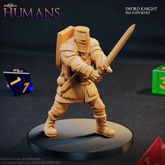 Sword Knight 1D Human, 3D Printed Resin Miniature