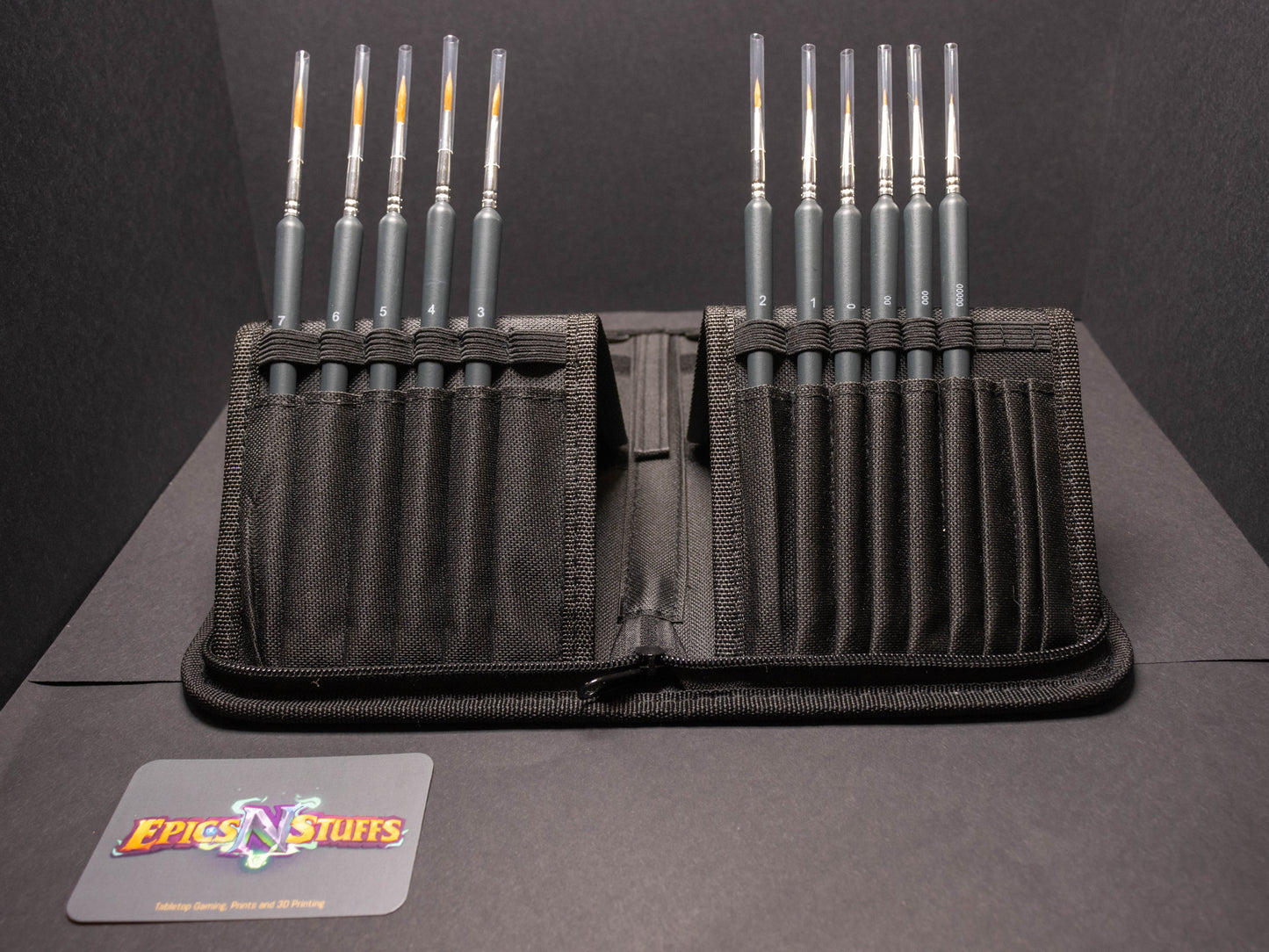 EnS - 11 piece Miniature Synthetic Brush Set with Holder