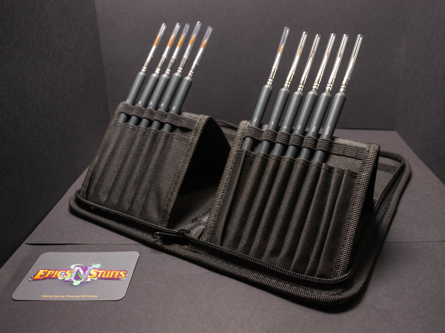 EnS - 11 piece Miniature Synthetic Brush Set with Holder