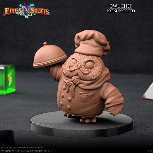 Owlkin Chef 1A, 3D Printed Miniature