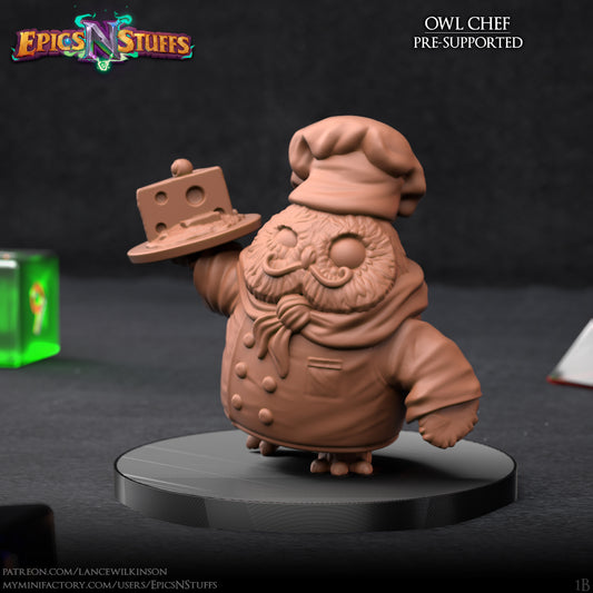 Owlkin Chef 1B, 3D Printed Miniature