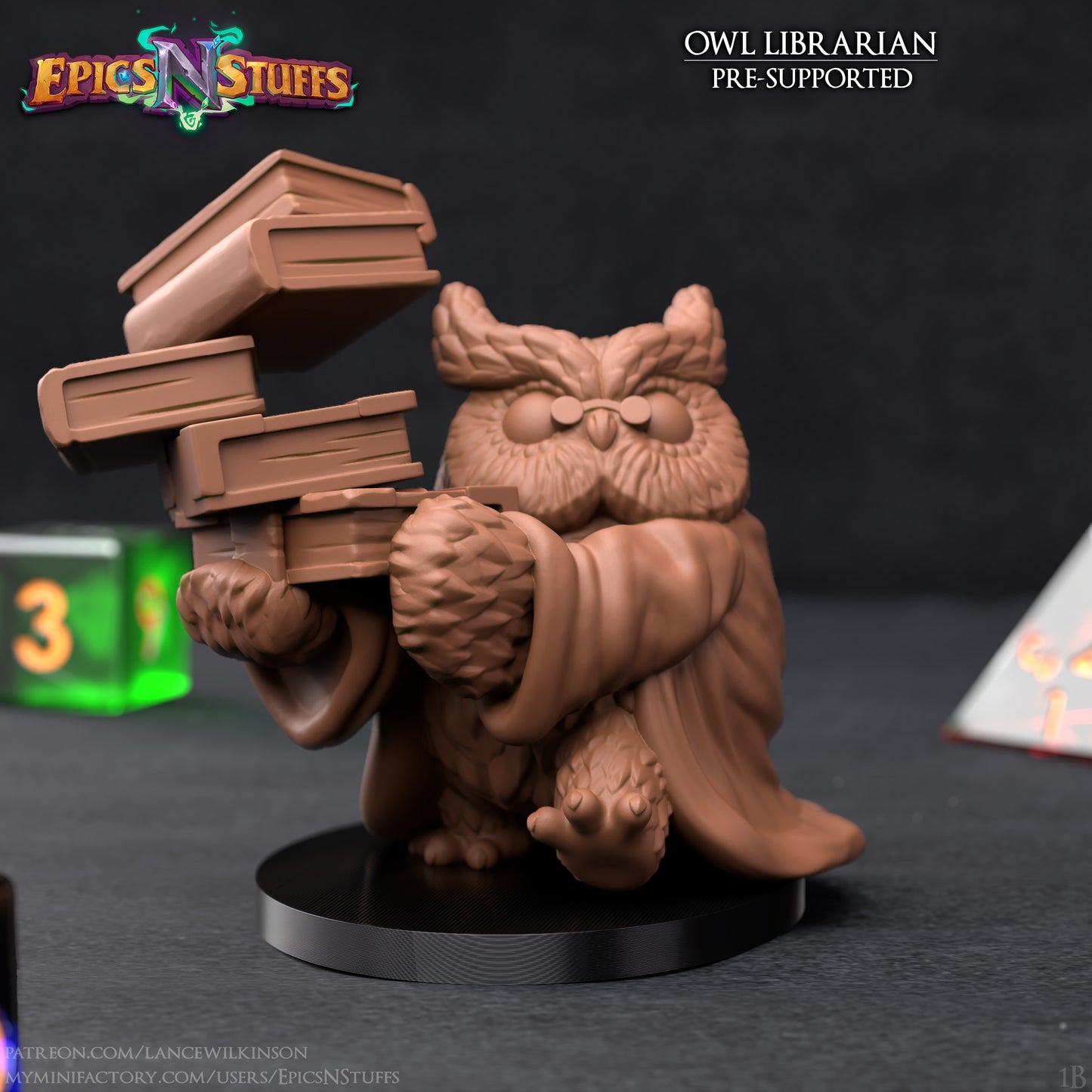 Owlkin Librarian 1A, 3D Printed Miniature