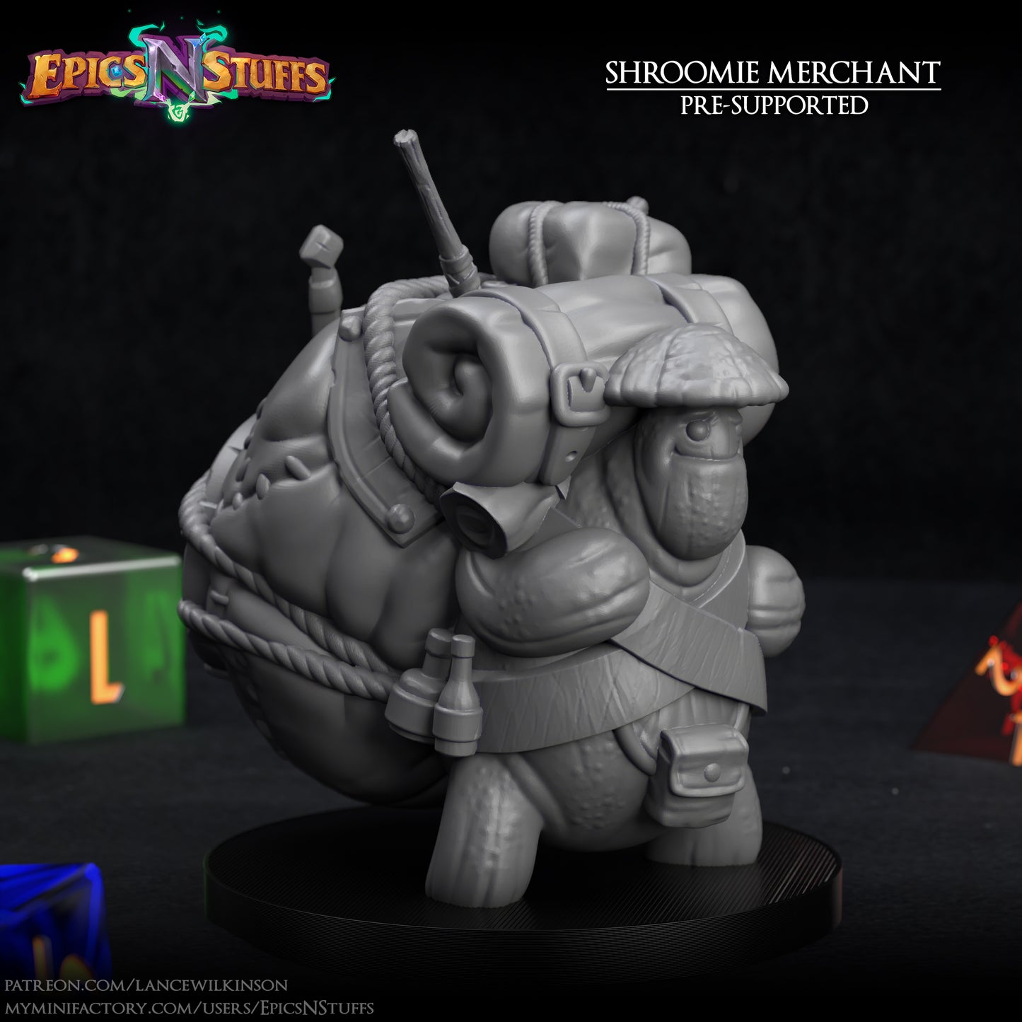 Shroomie Merchant, 3D Printed Resin Miniature