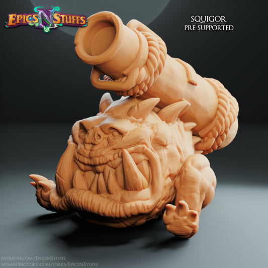 Squigor with Canon, 3D Printed Resin Miniature